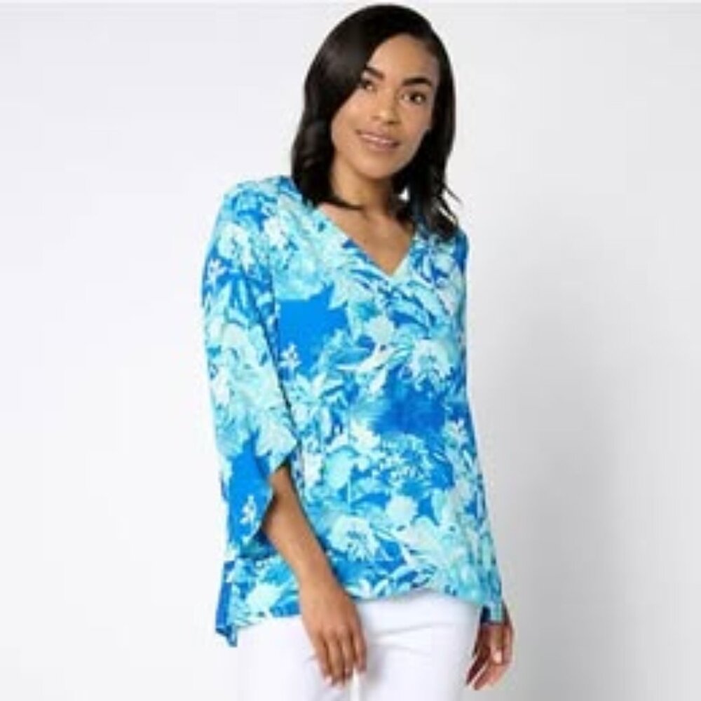 BEAUTIFUL by Lawrence Zarian Paradise Printed V-Neck Blouse